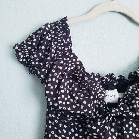 Polly Black Floral Marion Mini Dress - Picture 4 of 9